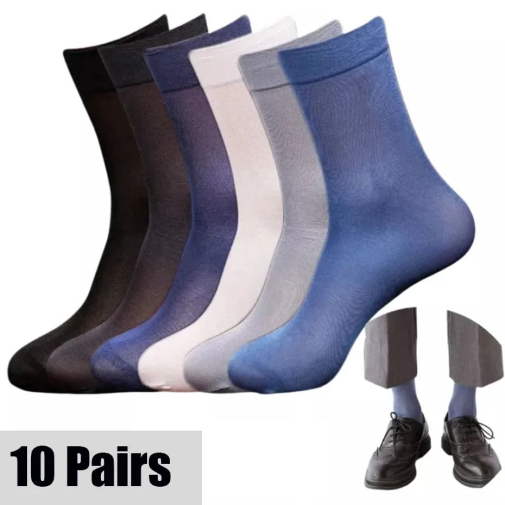 Silk Sock Bamboo - 10 pares moda respirável masculino meias