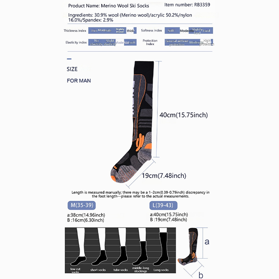Meias de esqui longas até o jo - Wool Hiking Sock avaliação e preço