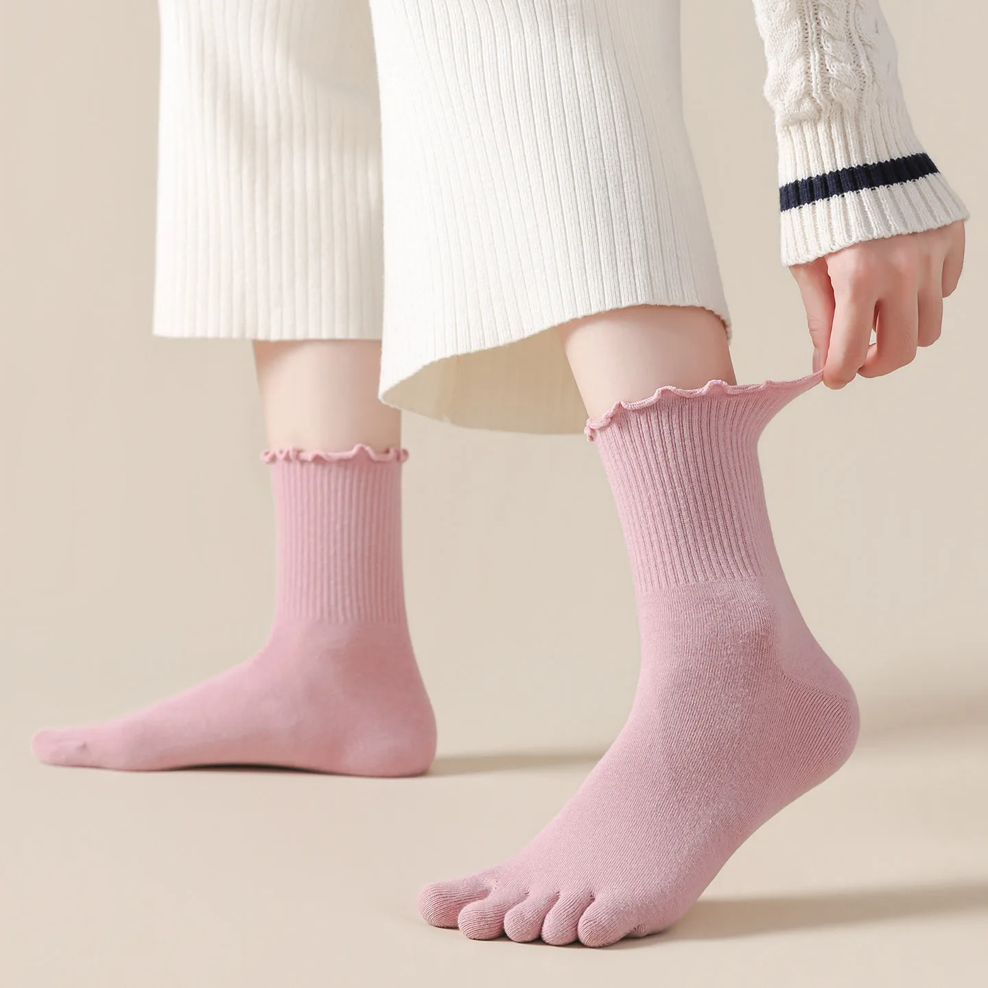 1/5 pares de meias femininas d - Toe Sock Split avaliação e preço